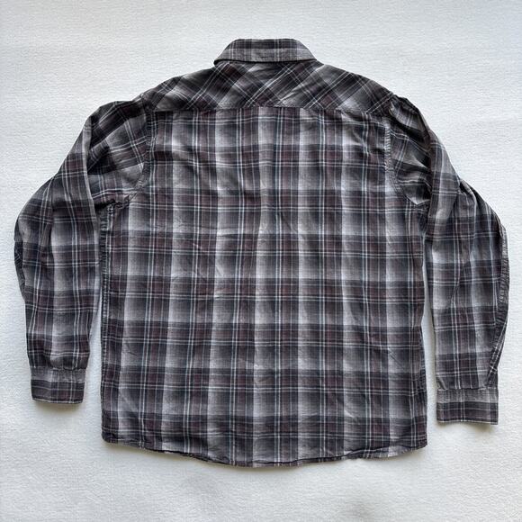Wrangler Jeans Co Men X Large Plaid Western Shirt Pearl Snap Long Sleeve Gray - Picture 15 of 15